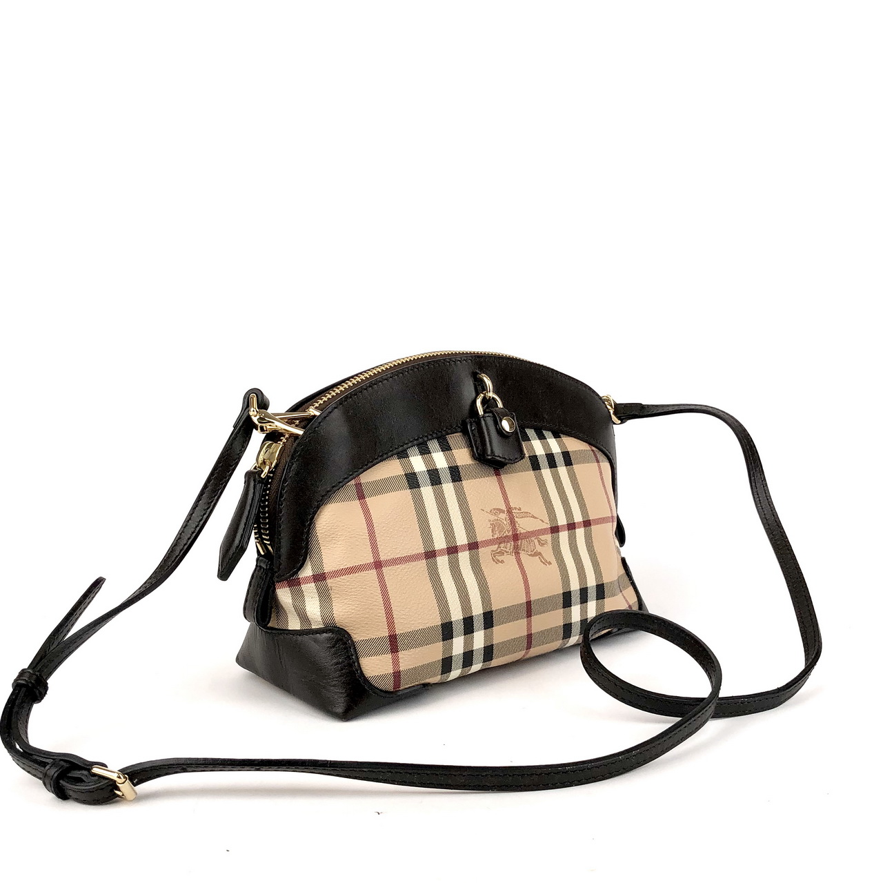 [中检][9.5新]burberry巴宝莉经典条纹格饺子包元宝包a20bb