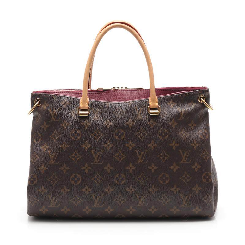 [9.8新]路易威登lv女士pallas老花单肩手提包pvc茶色葡萄色480352