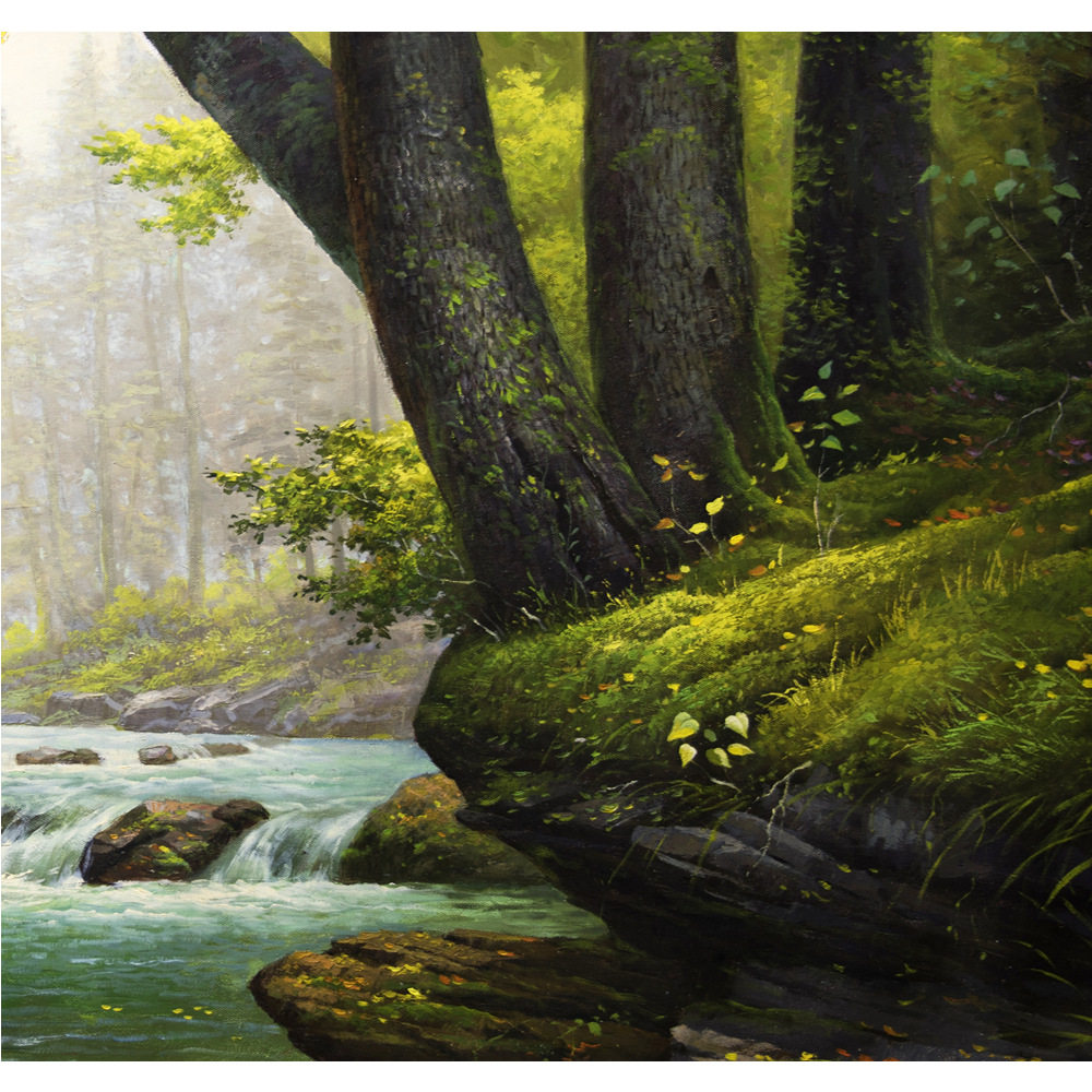 (朝鲜)金英《清泉》巨幅1.6米 朝鲜中央美术创作社 c923 油画