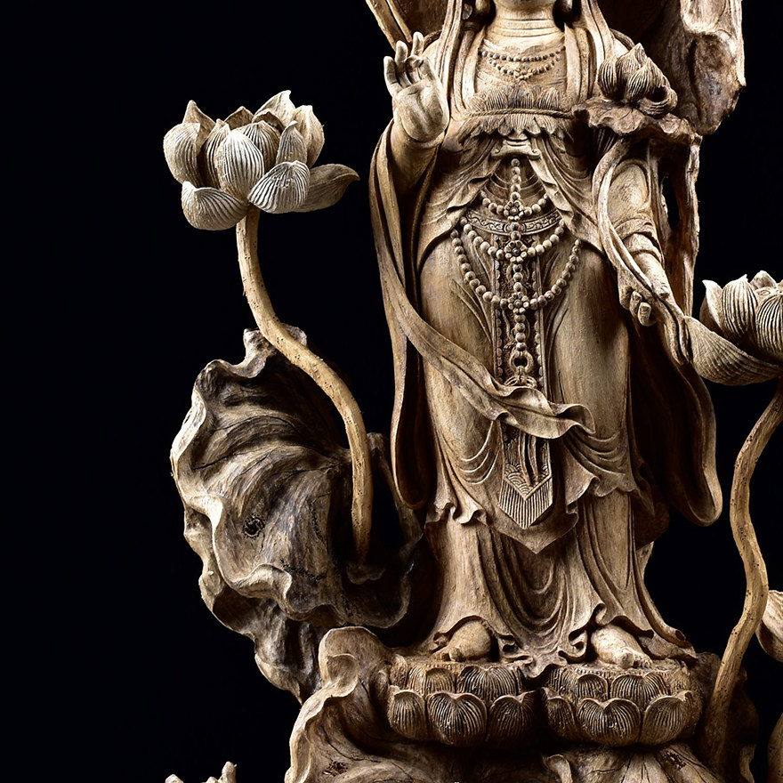 【莲花观音】(2.84kg)印尼马拉ok精湛工艺品摆件