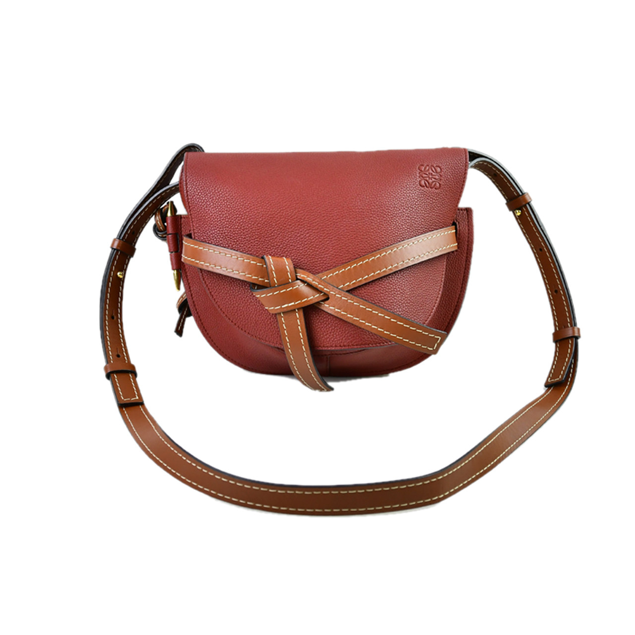 [二手9.5新]罗意威loewe女士全皮拼色翻盖斜挎马鞍包lm0597