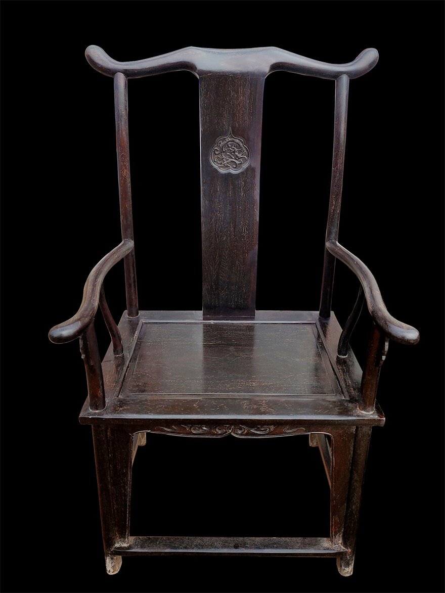 【明清风格陈设】旧藏-黑檀官帽椅b147