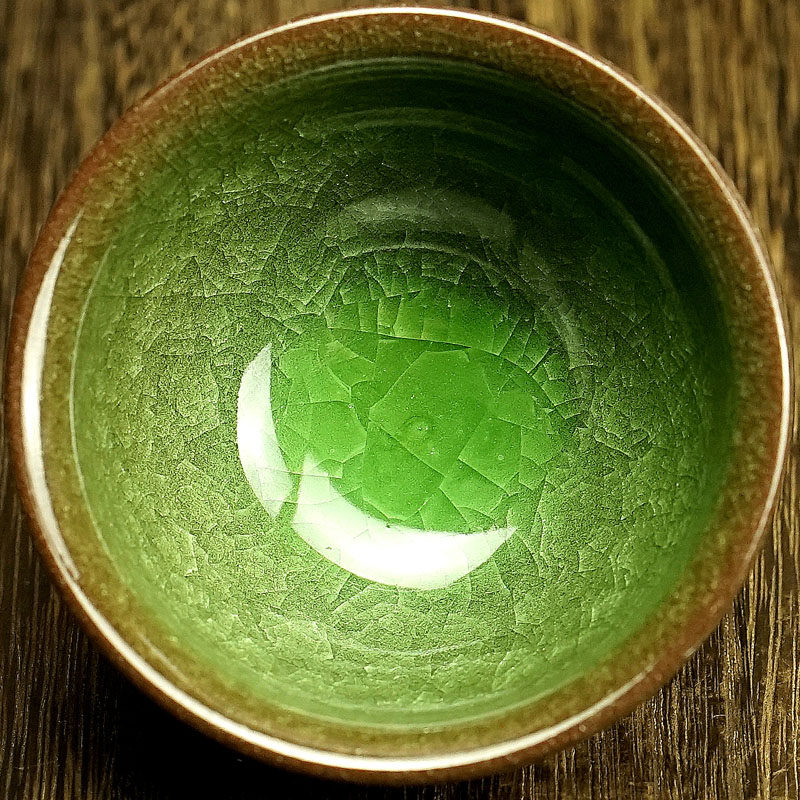 【冰翠束口】釉色青璁 冰裂开片 徐祖学 建阳建盏 口径8.8cm k82