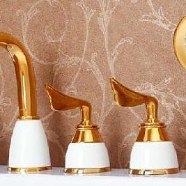 全铜三件套陶瓷三件套浴缸水龙