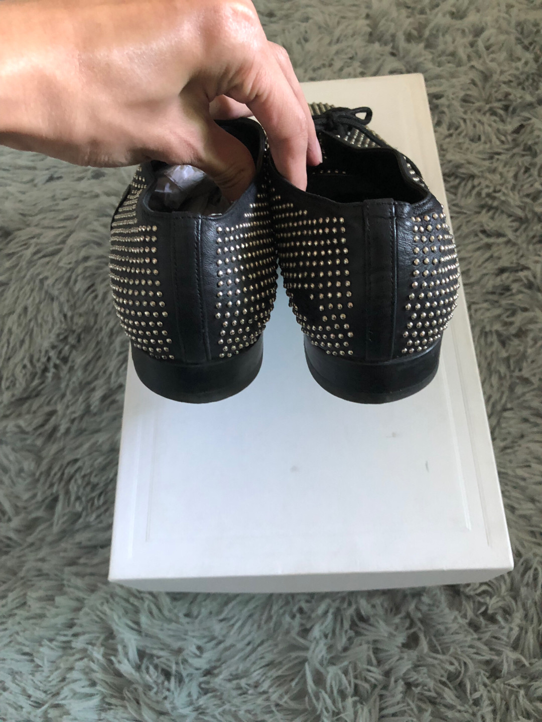 Saint Laurent Studded Black Lace-Up Shoes — back