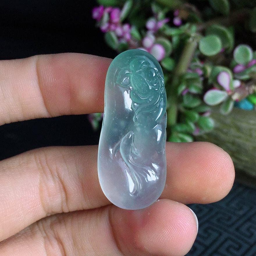 润祥珠宝天然缅甸翡翠a货老坑冰种力争上游特色挂件四会拍卖正品