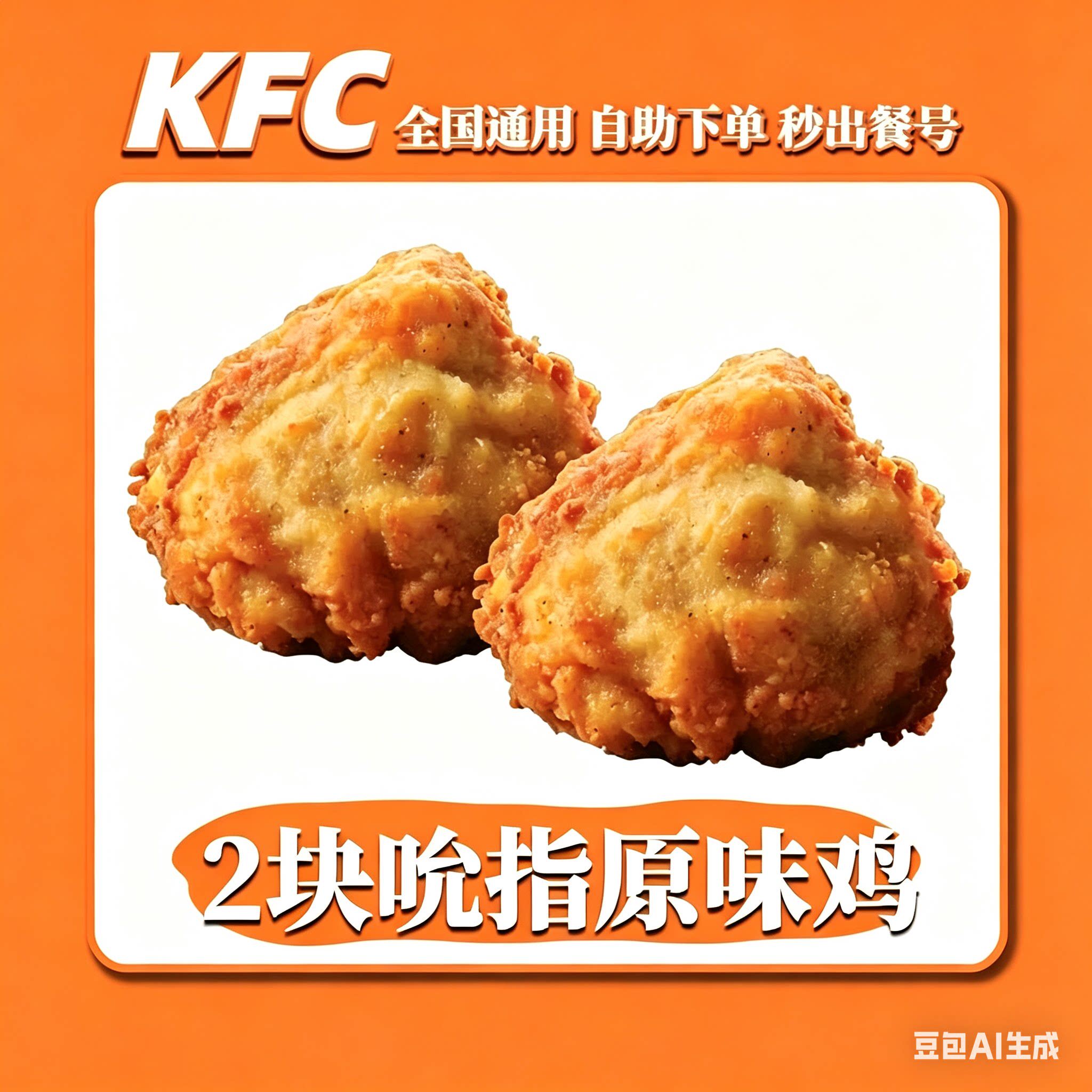 【自动发货】KFC肯德基 吮指原味鸡2块 全国代下单