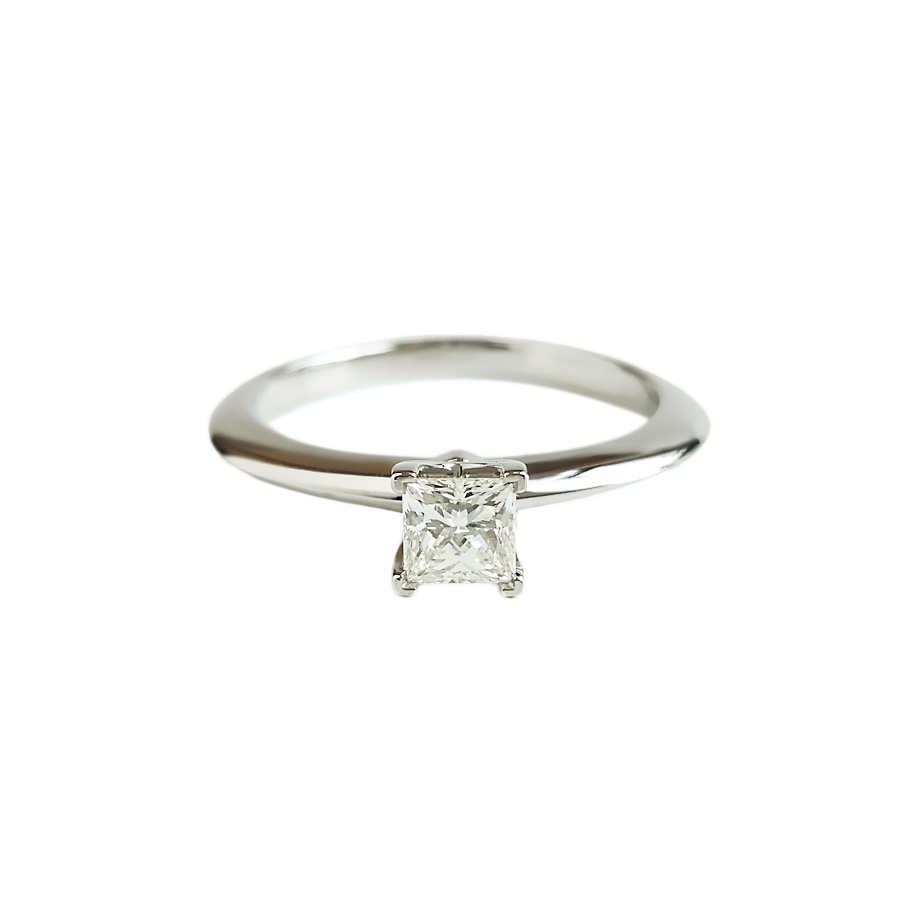 5新]蒂芙尼tiffany&co.铂金0.39克拉公主方钻石戒指婚戒