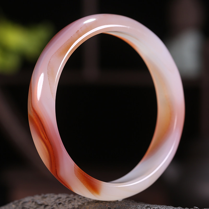 66克】天然俏色 玛瑙 高冰通透手镯 内径约58.9mm