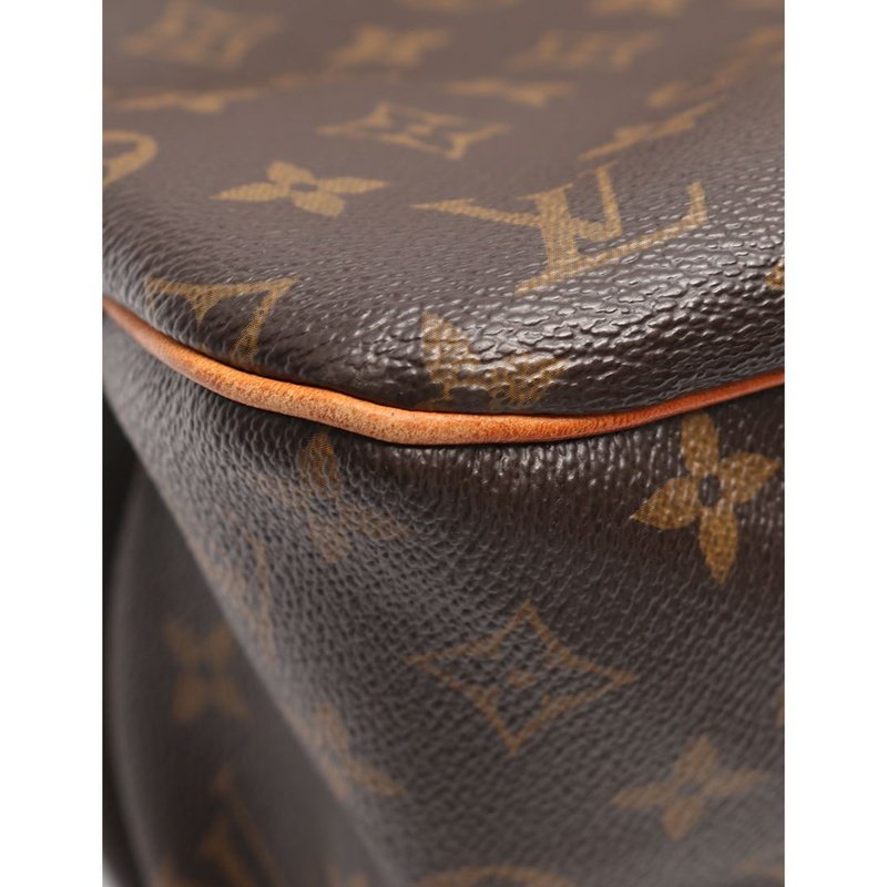 [无保留价9.0新]路易威登lv女士老花单单肩包pvc真皮茶色417409