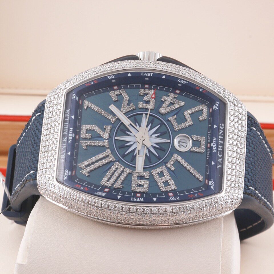 [即刻拍][9.9新]法兰克穆勒v45游艇后镶钻编织自动机械男表