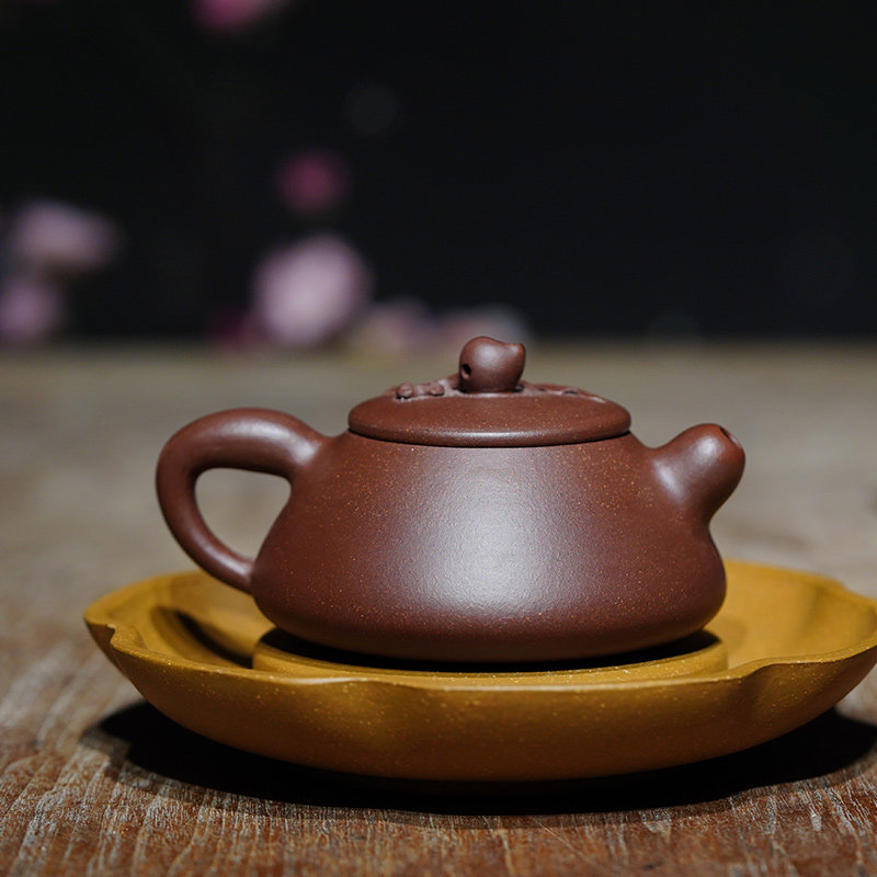 早市 国高工许老师【全手工桃石瓢壶】原矿紫泥 紫砂壶 茶壶