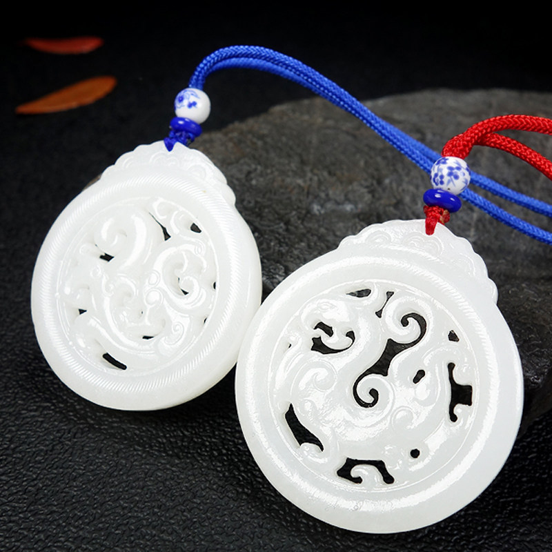 【寓意 龙凤呈祥】和田玉龙凤挂件 29.28克23.05克