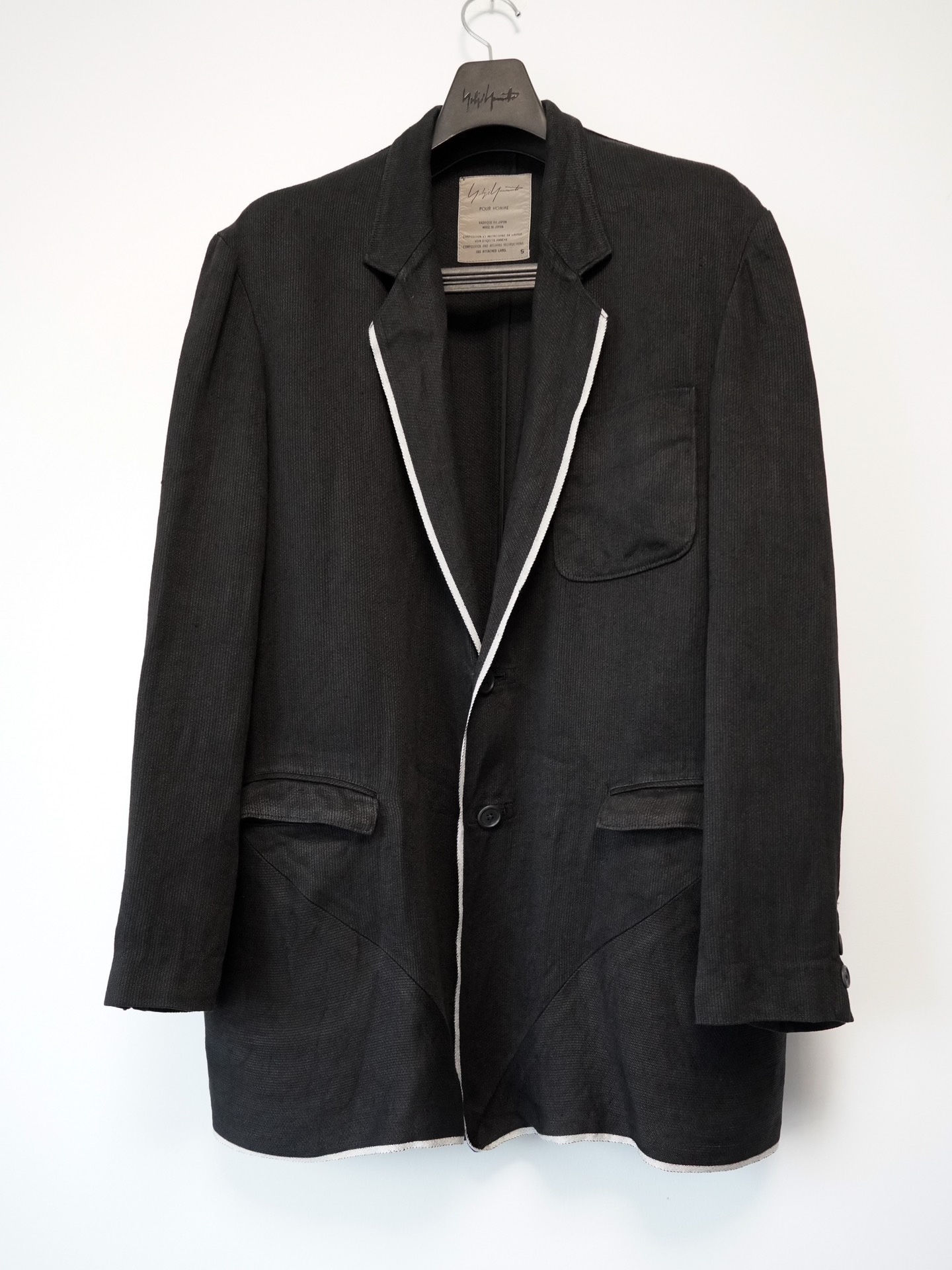 Yohji Yamamoto 1990SS White Trim Twill Jacket