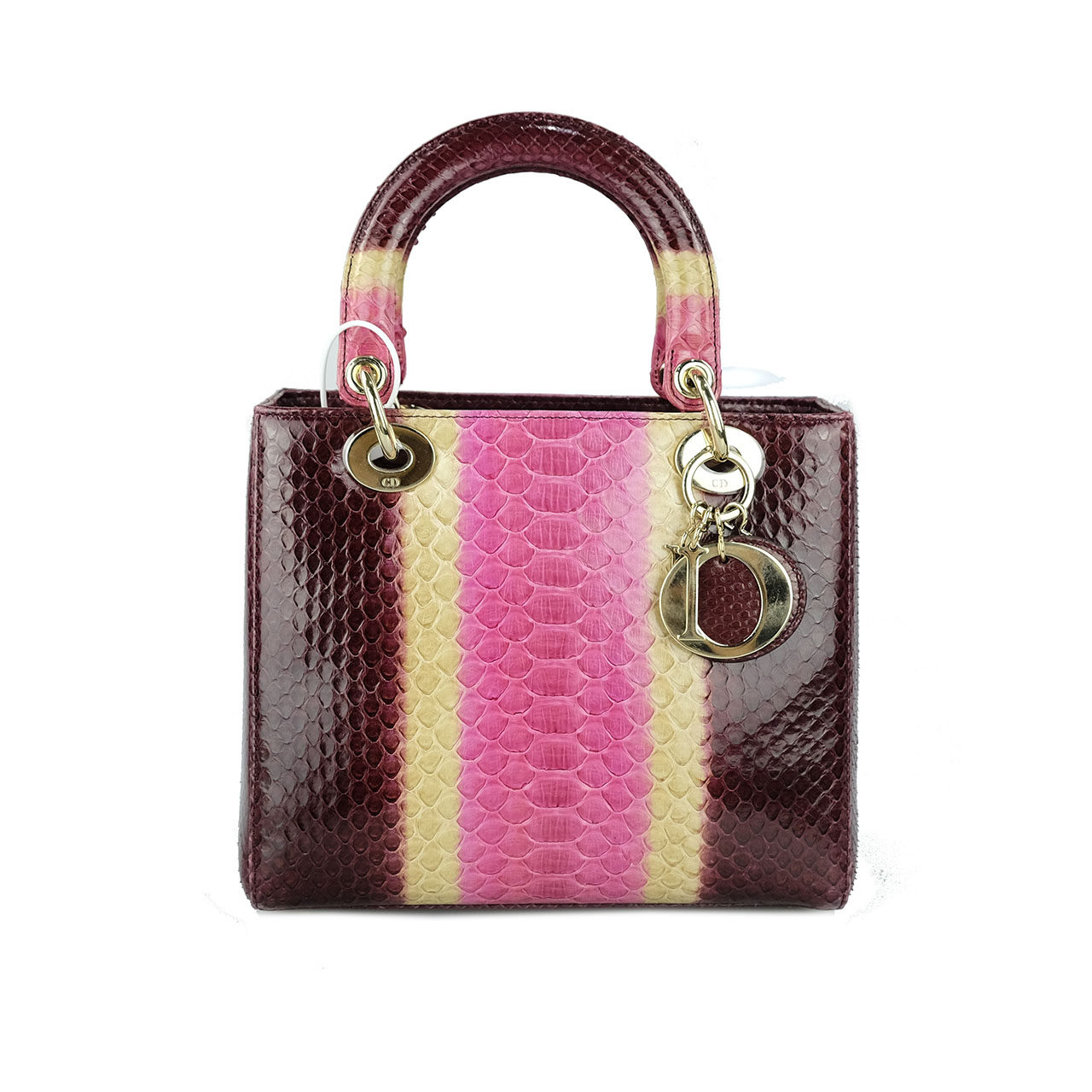 [9.8新]迪奥dior拼色蛇皮五格戴妃手提单肩女包-335