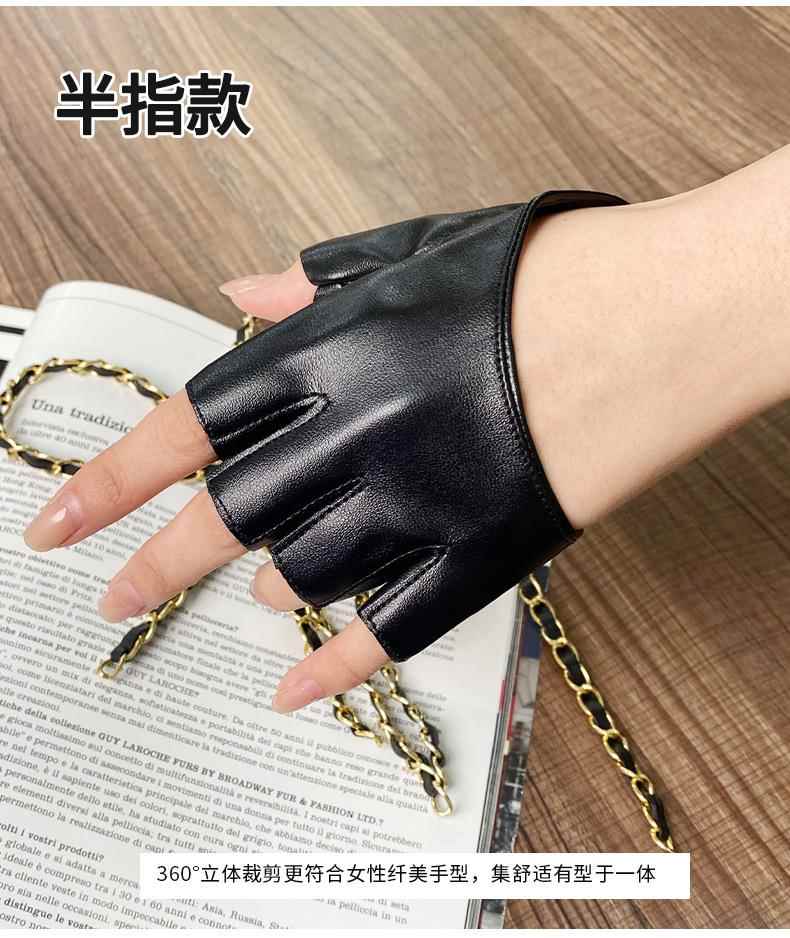 半掌机能lolita跳舞哥特赛博朋克jk半指半掌露指执事皮手套女cos