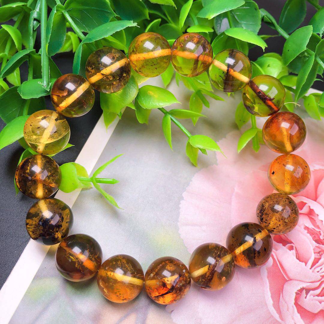 18.05g 12 mm精品植物珀圆珠手串