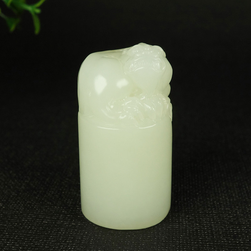 【免保参拍】【兽居宝地】和田玉白玉印章玉石摆件 65.88g