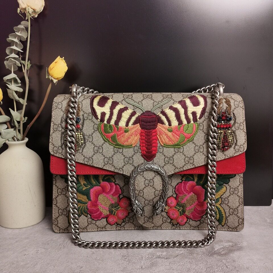 [9.5新]gucci/古奇dionysus系列乌木色刺绣图案酒神包403348