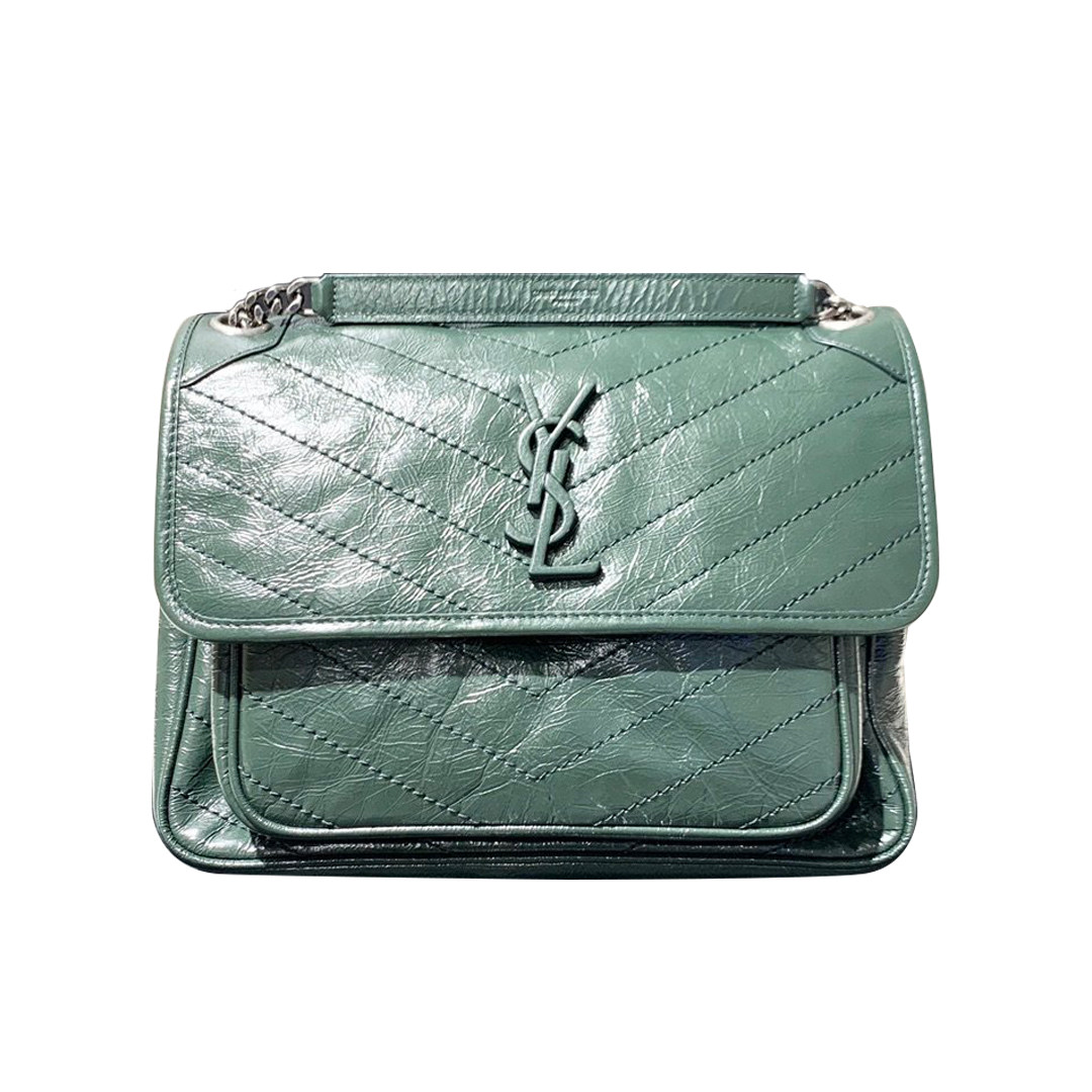 [9.9新]ysl圣罗兰 墨绿色niki中号链条包