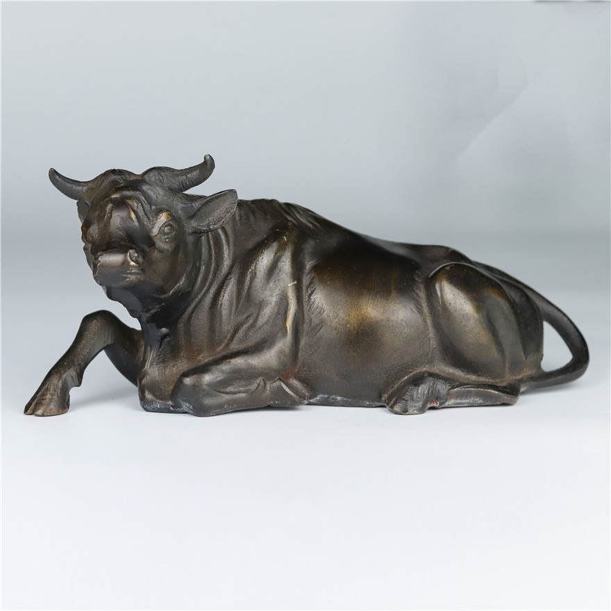 【鬼市】日本和云作 老铁制 卧牛造型 雕塑置物