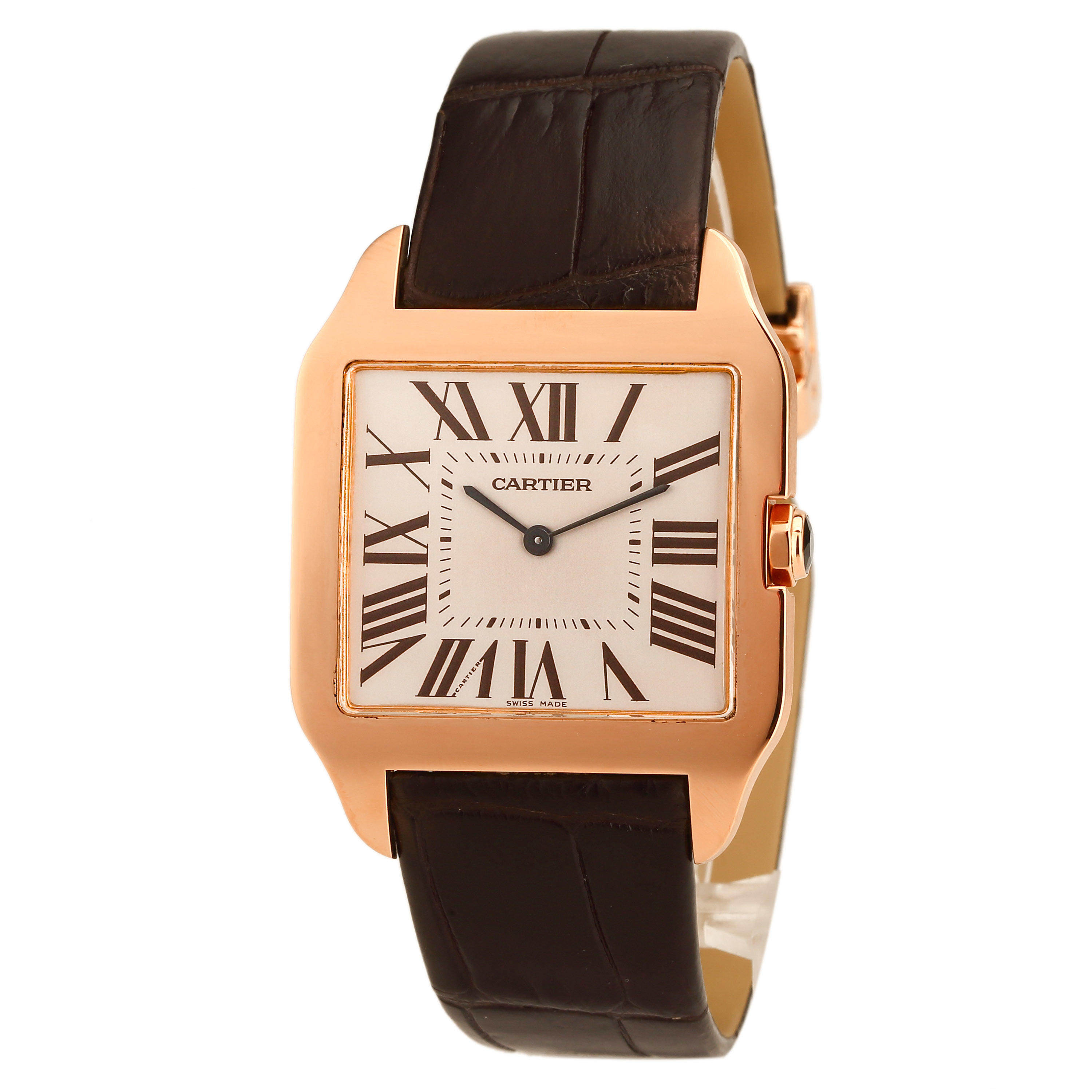 [9.5新]卡地亚w2006951山度士系列玫瑰金手动机械男表