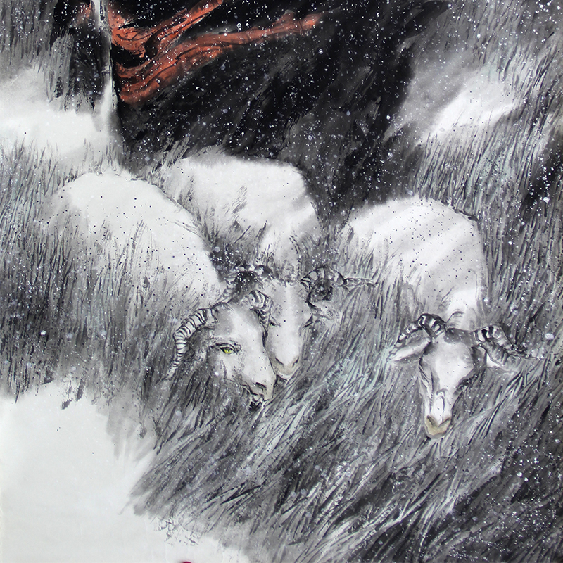 乔玉川《苏武牧羊图》陕西省美术家协会顾问名家字画 玄关挂画