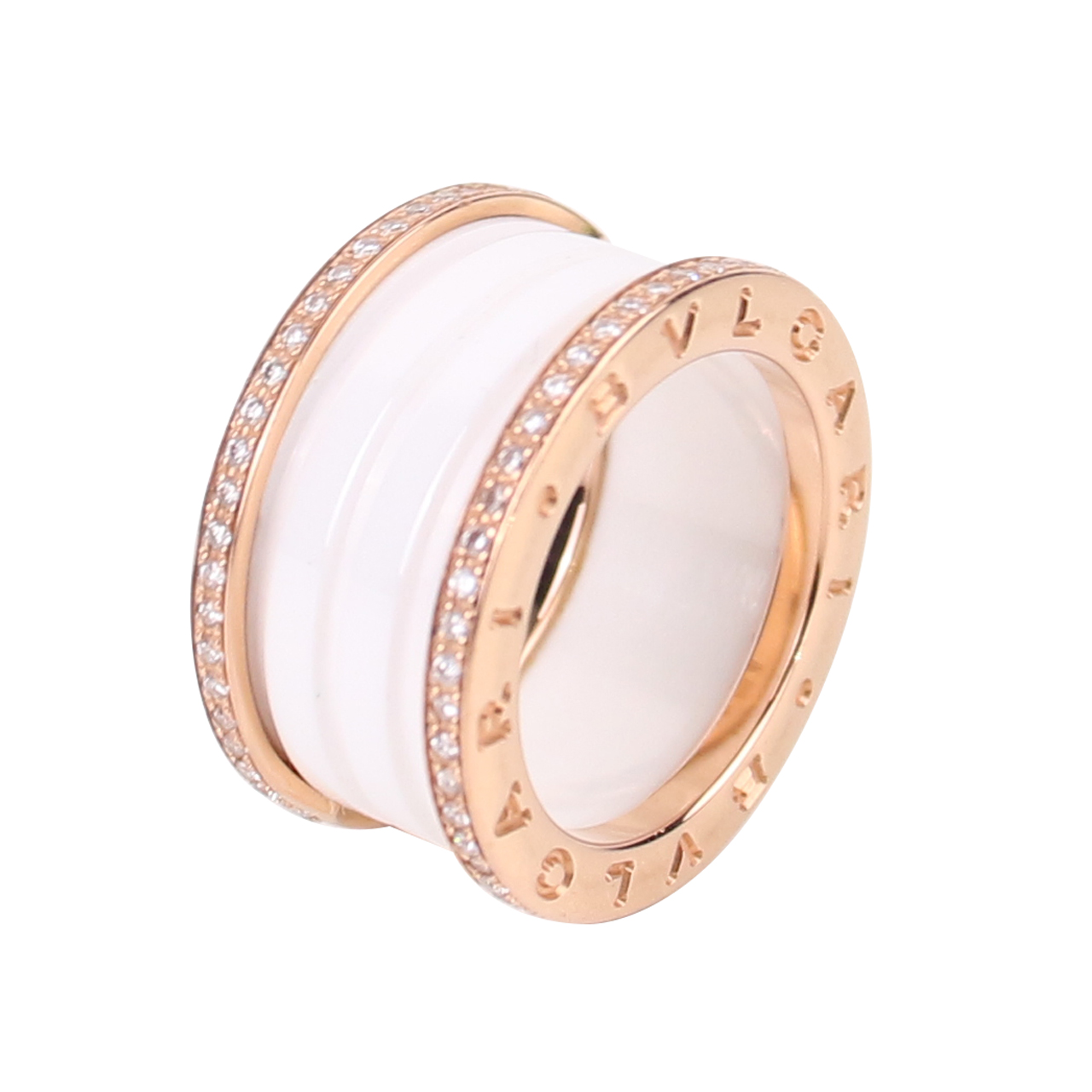 [即拍即得][9.5新]宝格丽/bvlgari白陶瓷镶钻女士戒指53号