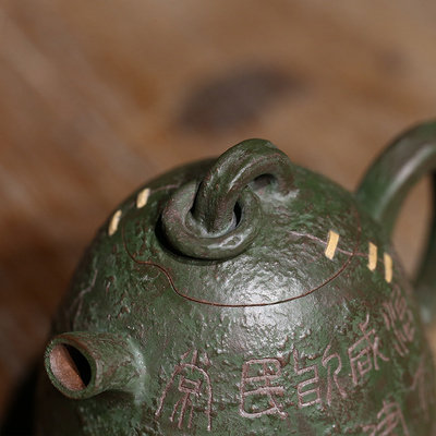 店主力荐 范海峰高秦权壶 清水泥外粉墨绿泥紫砂壶 附执壶照