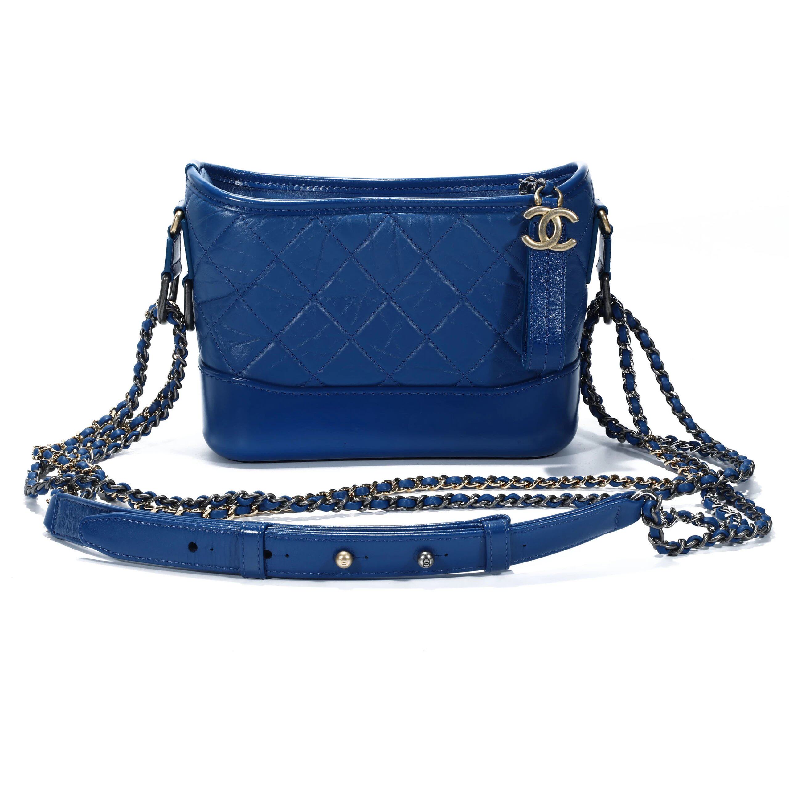 全新chanel/香奈儿gabrielle小号蓝色牛皮流浪包