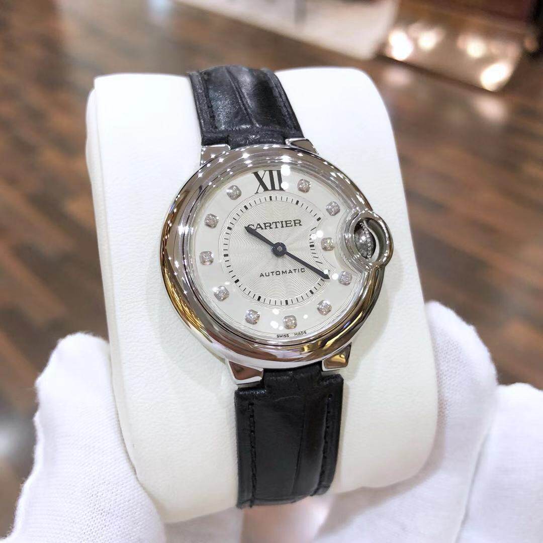 [视频看货][9.5新]卡地亚手表女表33mm蓝气球自动机械精钢内钻