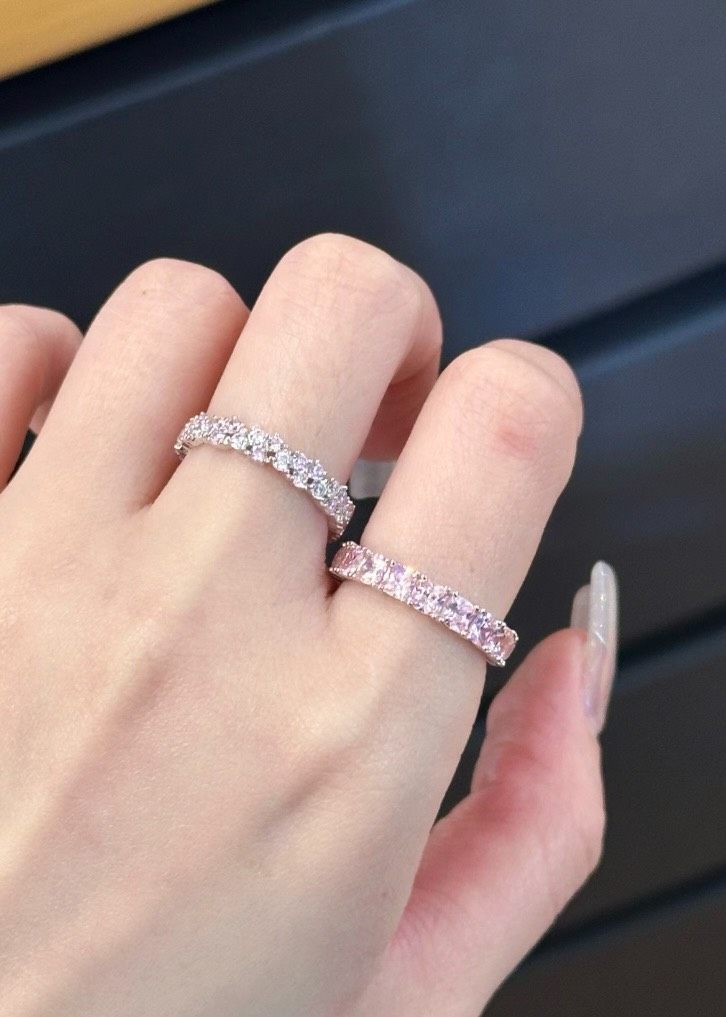 【全新】APM Monaco粉麦穗粉排钻粉色方糖玫瑰水滴戒指