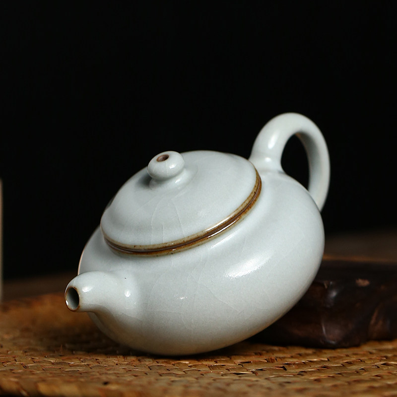 【陶瓷推荐】景德镇明令窑汝窑f仿古茶壶陶瓷泡茶壶功夫茶具155c