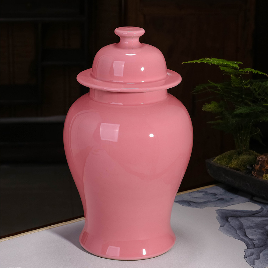 【峥嵘岁月】 年代陶瓷 景德镇建国瓷厂款 颜色釉粉色釉将军罐