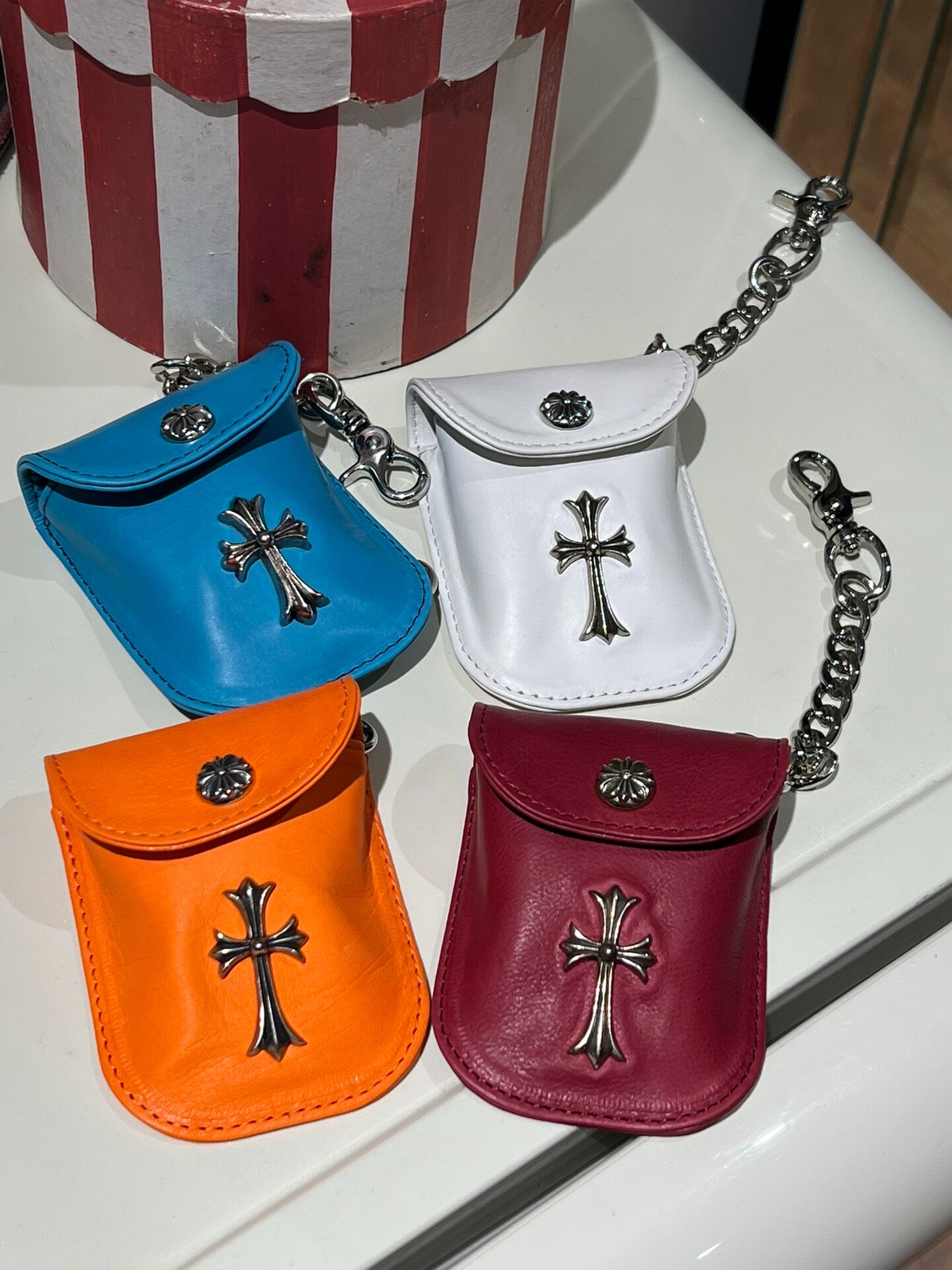 Kexin style CH punk style key pouch, coin purse, earphone bag, upgraded cross edition various, size length 10.5 x width 8cm. Like if you like it, free shipping. Photos show actual product (no returns or exchanges unless quality issue)