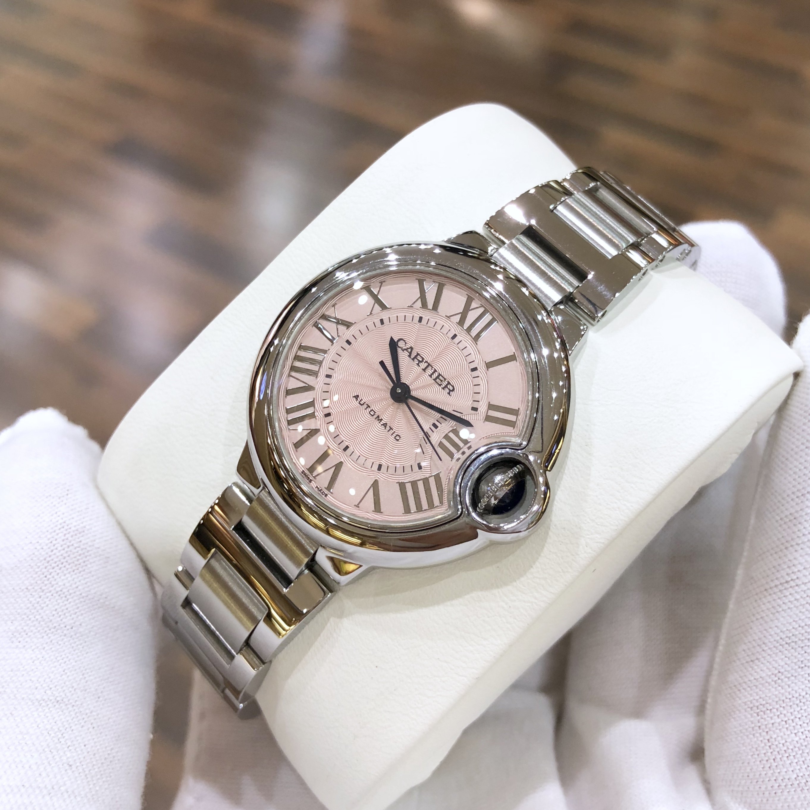 [免费送检][9.5新]卡地亚女士精钢自动机械蓝气球系列w6920100