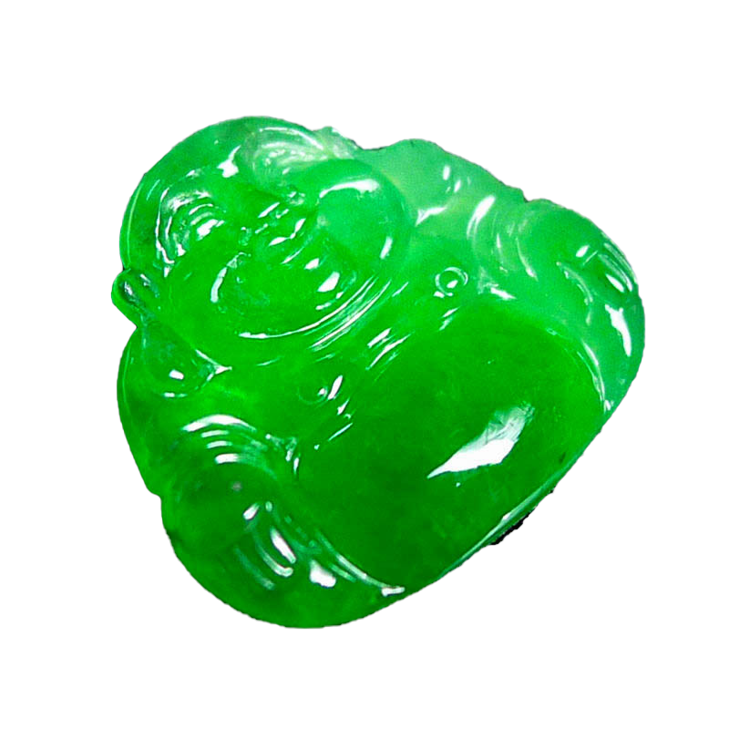 一元拍卖-正品天然翡翠水润绿色佛公吊坠镶嵌件缅甸天然a货 0.69g