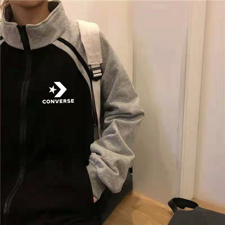 匡威CONVERSE拼色拼接春季新款黑灰灰黑拼色百搭印