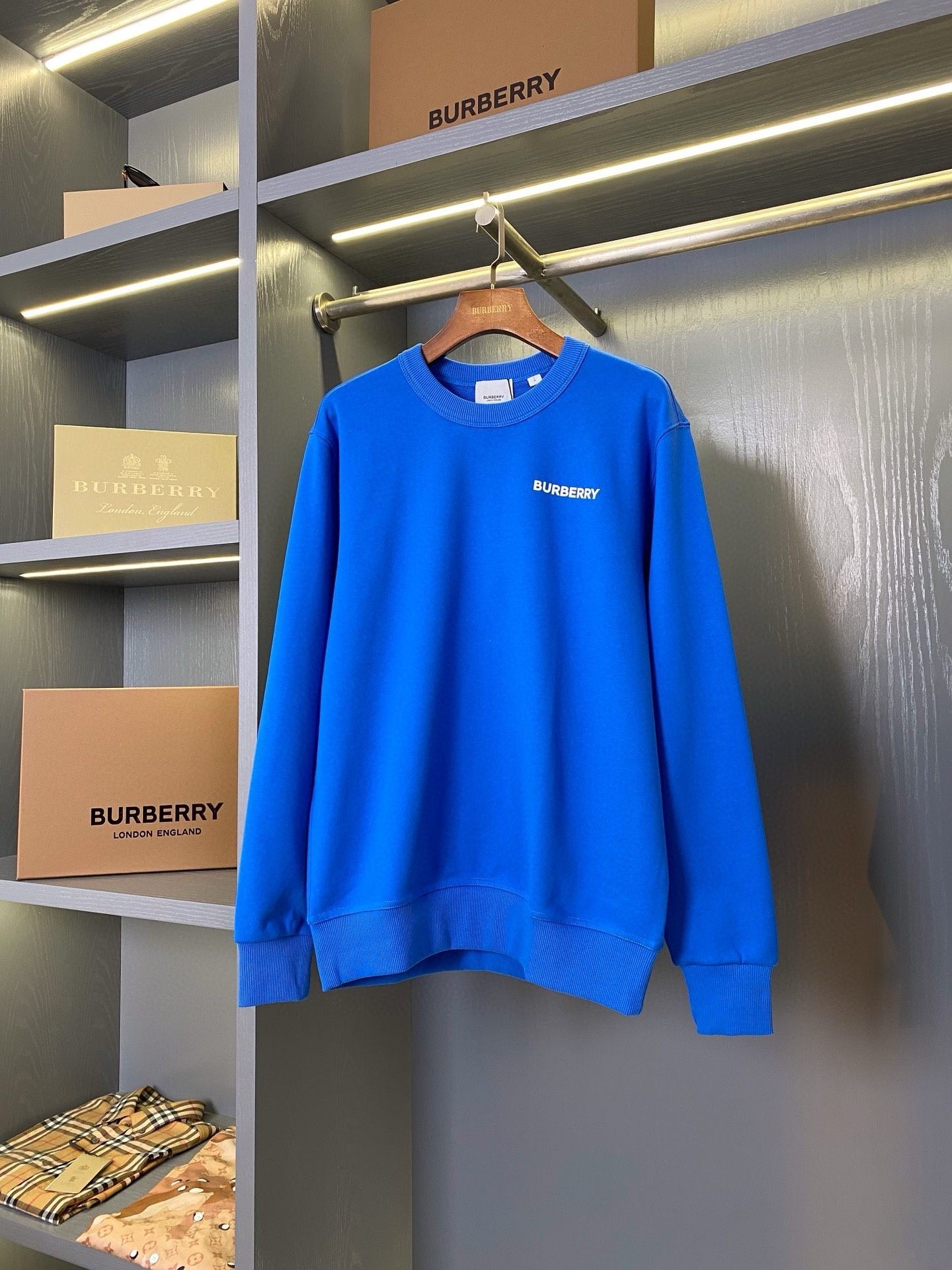 Burberry Burberryアイスクリームプリントコットンスポーツクルーネックパーカーブルー