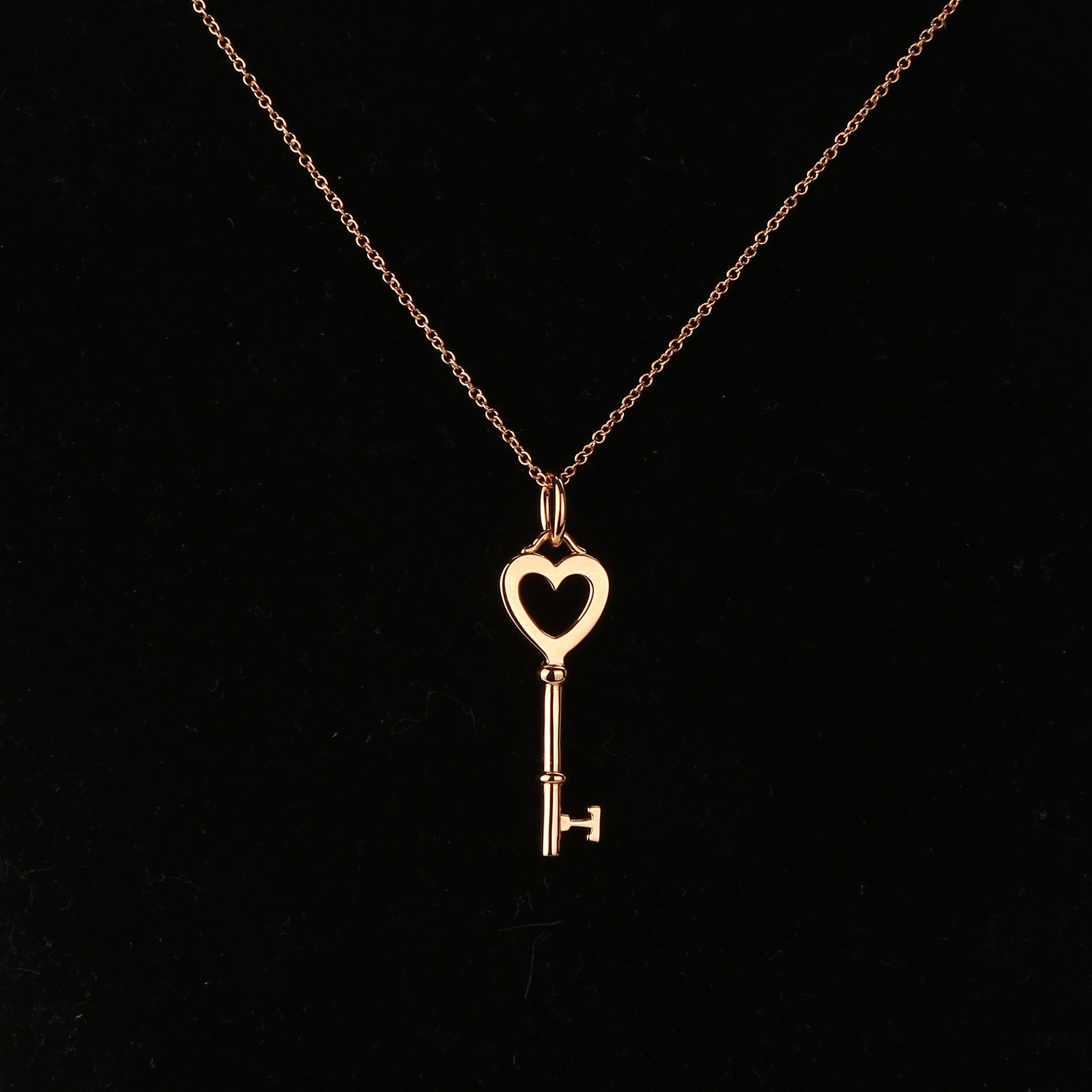 [9.8新]tiffany/蒂芙尼玫瑰金心形钥匙吊坠项链