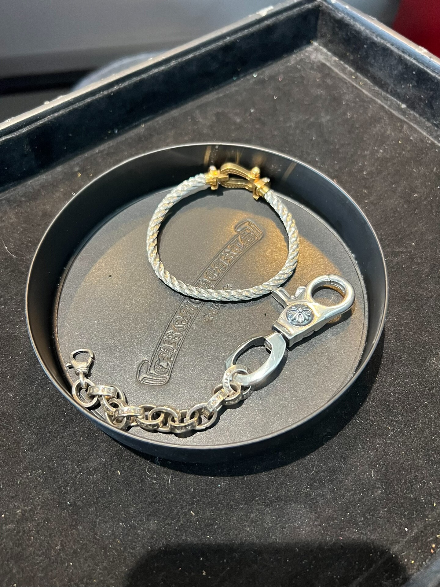 Chrome Hearts Style Round Leather Tray - Jewelry & Key Organizer