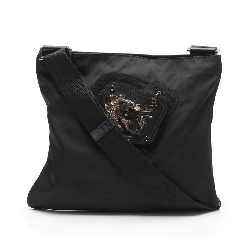 [9.5新]普拉达prada女士尼龙单肩包真皮初生小牛胎皮黑色440103