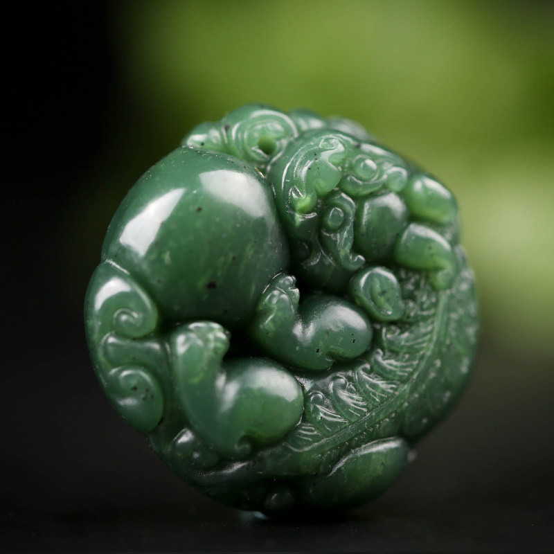 【义拍】和田玉碧玉雕件 招财貔貅 25.04g 佛法加持