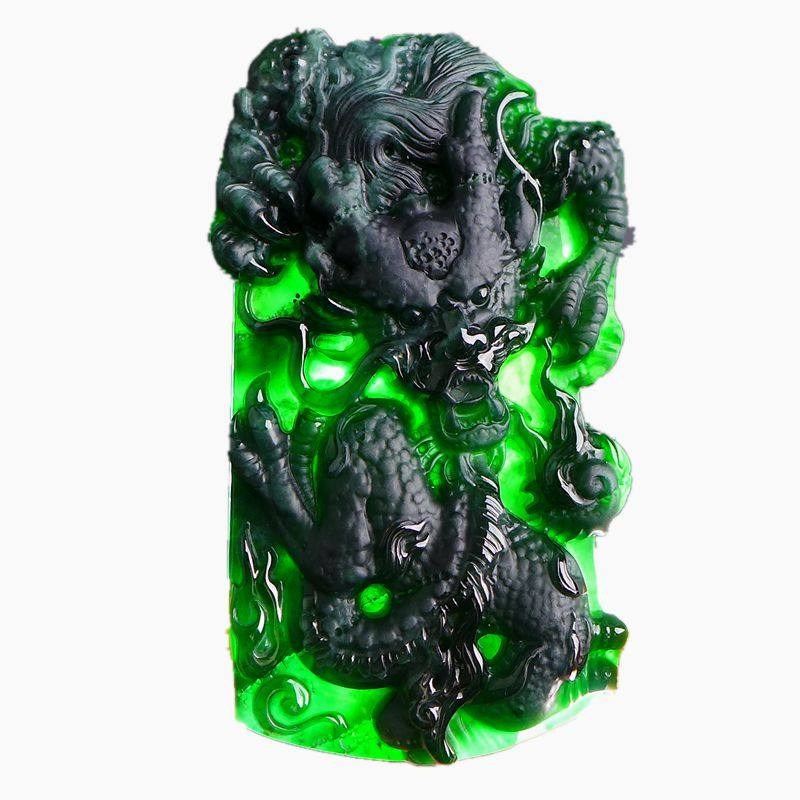 【收藏级纯手工超霸气龙牌】天然高端通透精雕龙牌吊坠64.45g