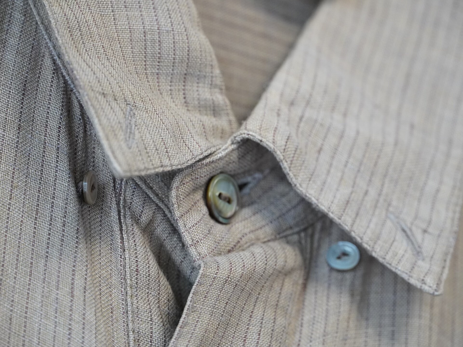 Issey Miyake Beige Striped Linen Shirt — back