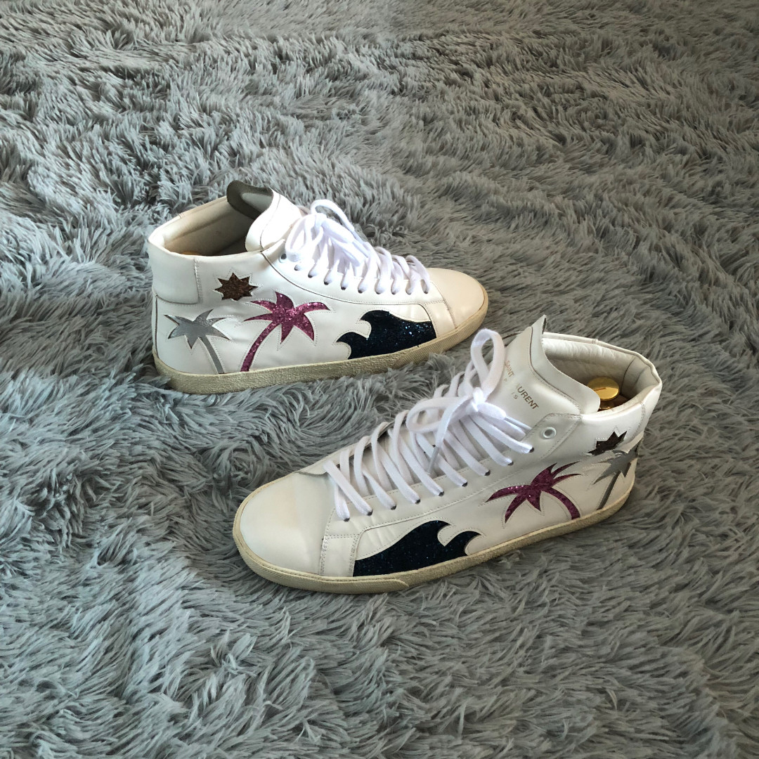 Saint Laurent High-Top Palm Tree Sneakers