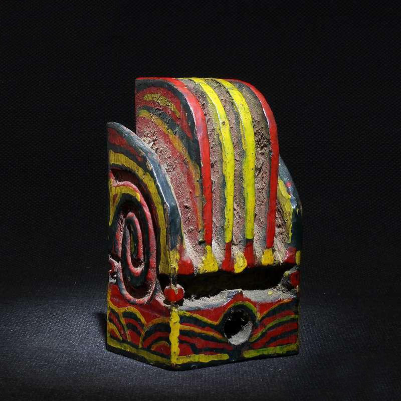 【鬼市】mg老木加彩道教道冠 古玩古董老物件 金槌