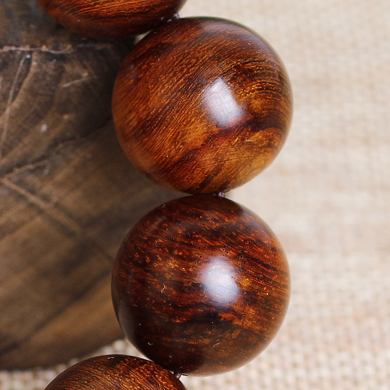 【老料虎皮纹带天眼】黄花梨 降香黄檀20mm/12颗佛珠手串 43.9g - 拍