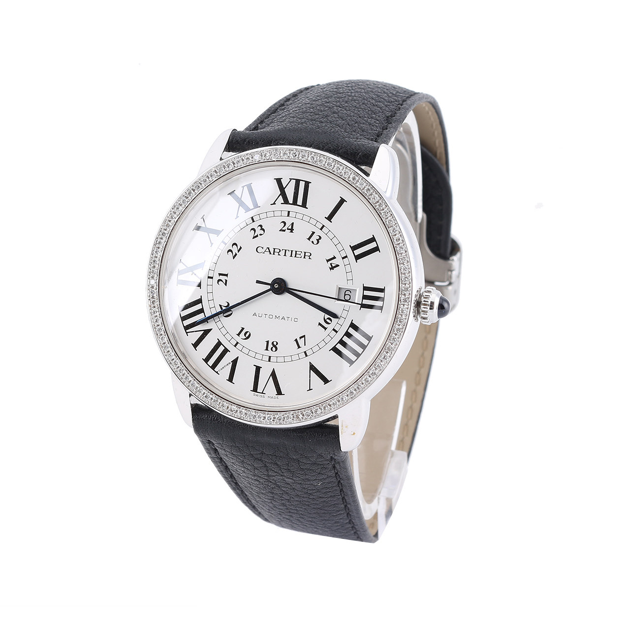 [9.9新]未使用卡地亚cartier后镶钻伦敦solo自动机械男表yd115