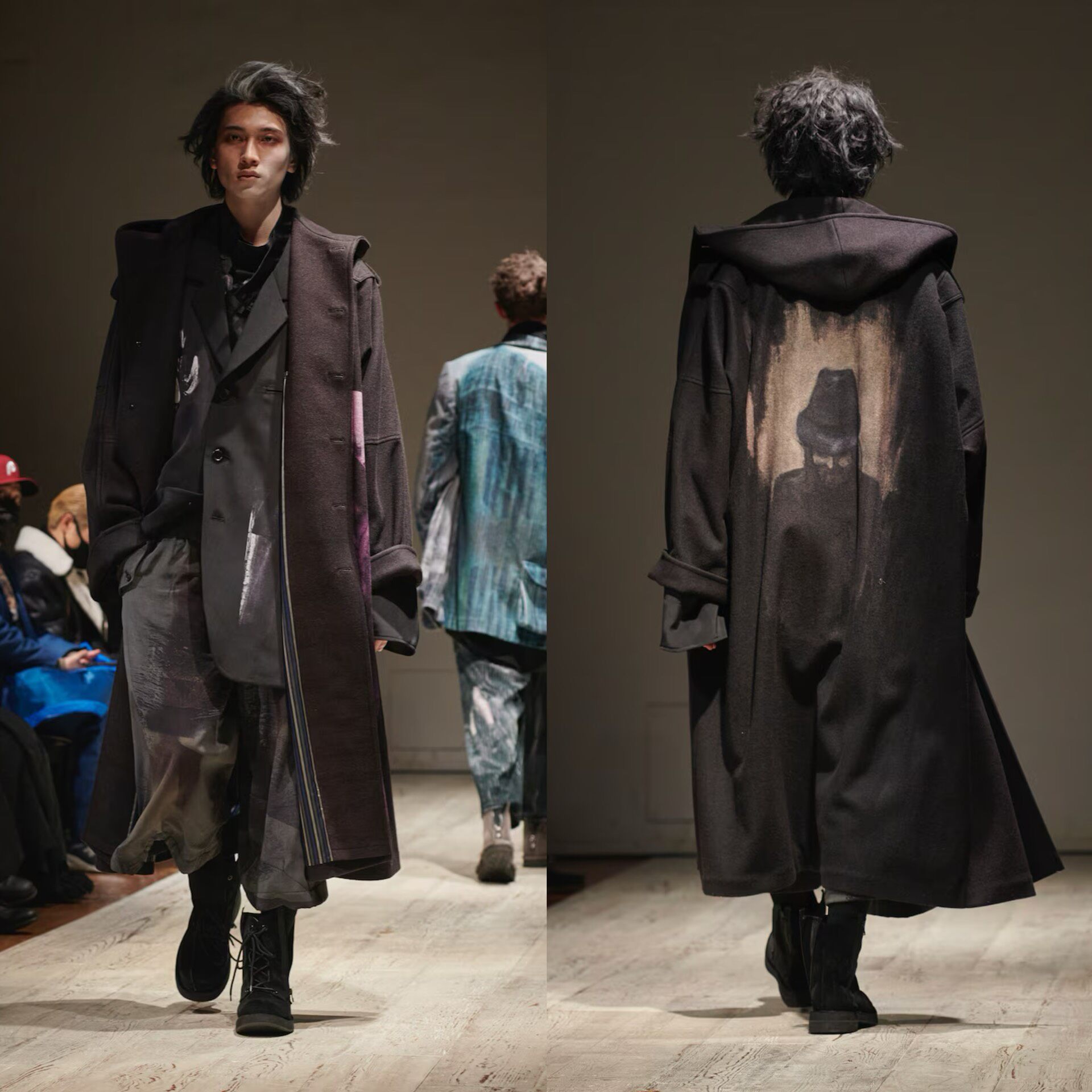 Yohji Yamamoto 22AW Oversized Silk Print Coat — front